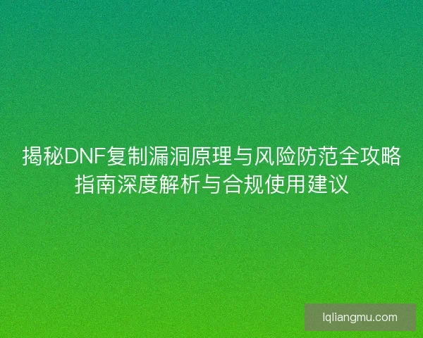 揭秘DNF复制漏洞原理与风险防范全攻略指南深度解析与合规使用建议