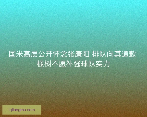 国米高层公开怀念张康阳 排队向其道歉 橡树不愿补强球队实力