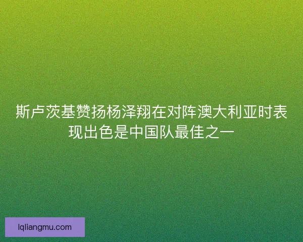 斯卢茨基赞扬杨泽翔在对阵澳大利亚时表现出色是中国队最佳之一
