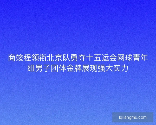 商竣程领衔北京队勇夺十五运会网球青年组男子团体金牌展现强大实力