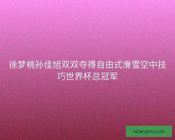 徐梦桃孙佳旭双双夺得自由式滑雪空中技巧世界杯总冠军